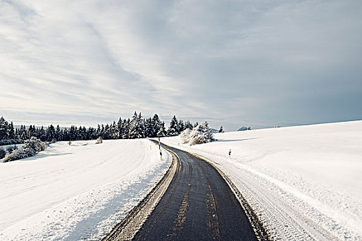 乡间小路,冬天,风景,巴登符腾堡,德国,欧洲