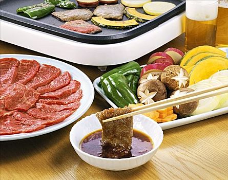 肉,蔬菜,桌子,日本
