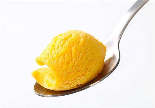 黄色,冰淇淋,勺子