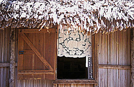 马达加斯加,小屋,刺绣,帘