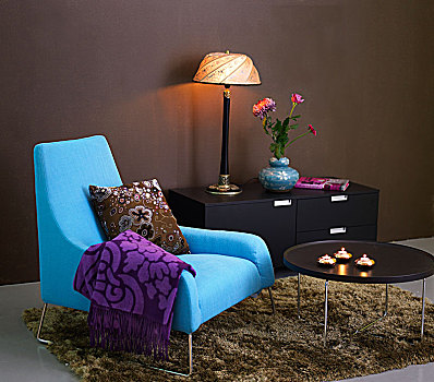 蓝色,扶手椅,客厅,瑞典