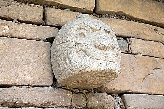 石头,遗址,描写,脸,世界遗产,靠近,哈拉兹,秘鲁,南美