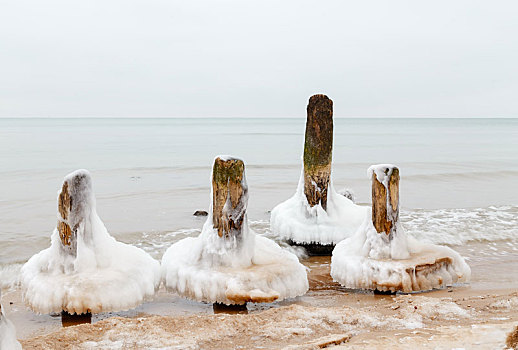 冰,防波堤,波罗的海