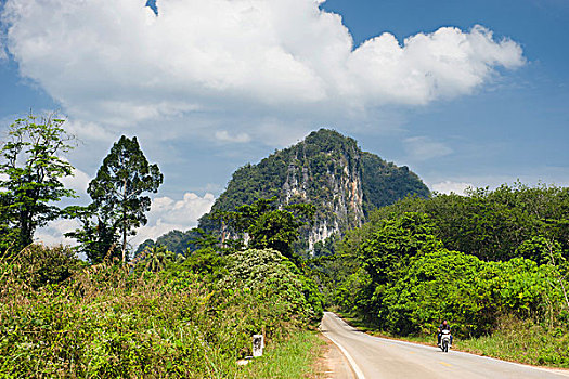 喀斯特地貌,山峦,靠近,道路,泰国,东南亚