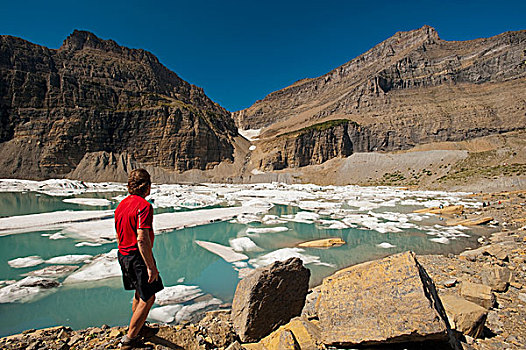 享受,风景,湖,冰川国家公园,靠近,凯利斯贝尔,蒙大拿,联合国,生物圈,世界遗产,场所