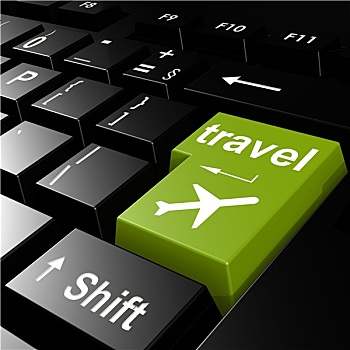 旅行,飞行,绿色,键盘