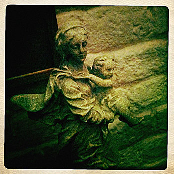 玛丽亚,圣婴,石墙