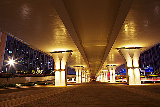 空,人行道,仰视,高架路,现代,城市