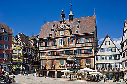 市场,方形,市政厅,巴登符腾堡,德国,欧洲