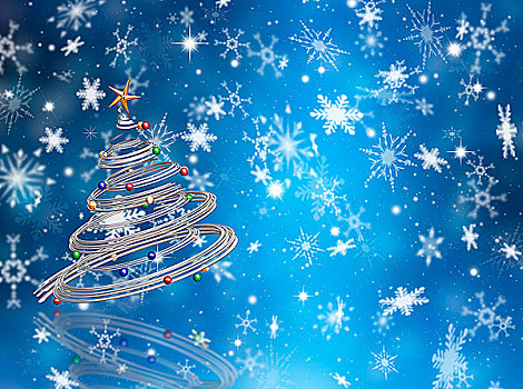 圣诞树,背景,雪花,星