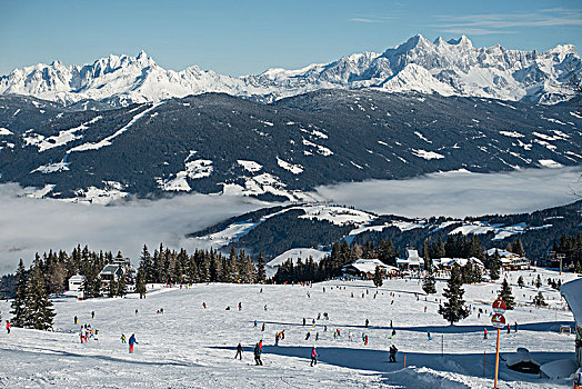 滑雪坡,区域,滑雪,后面,山丘,市区,萨尔茨堡,奥地利,欧洲