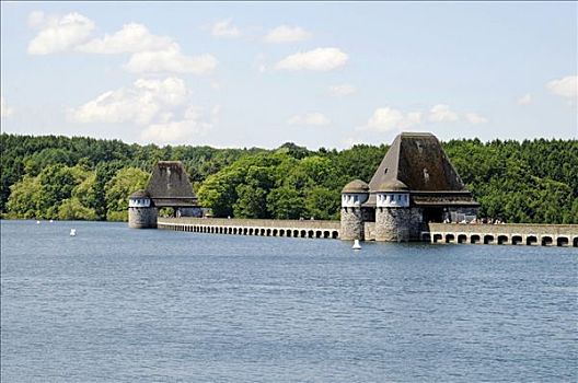 坝,湖,水库,北莱茵威斯特伐利亚,德国,欧洲