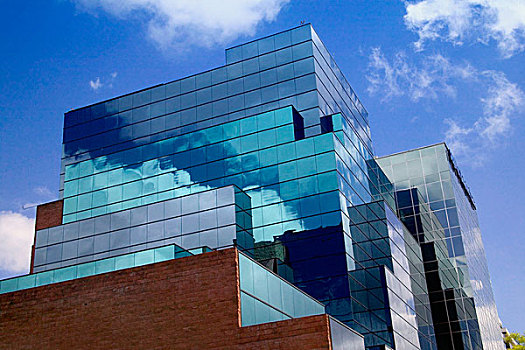 现代,高层建筑,云,反射,玻璃,危地马拉城,危地马拉