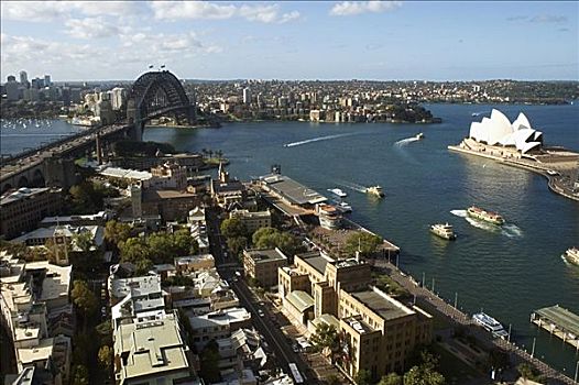澳大利亚,新南威尔士,俯视,悉尼港,海港大桥,剧院