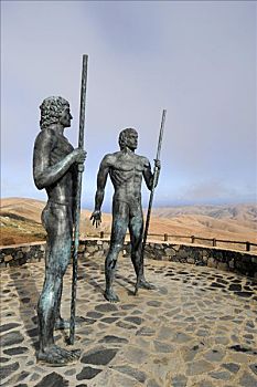 青铜,战士,保护,山谷,旁侧,道路,富埃特文图拉岛,加纳利群岛,西班牙,欧洲