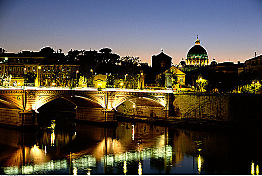 圣天使桥,台伯河,圣徒,圣彼得大教堂,梵蒂冈城,罗马,意大利