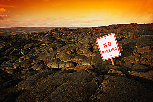 禁止停车,标识,火山岩