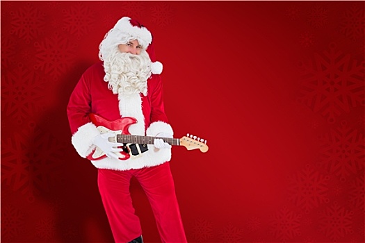 合成效果,图像,高兴,圣诞老人,演奏,电吉他