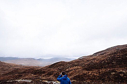 男人,远足,苏格兰高地,苏格兰