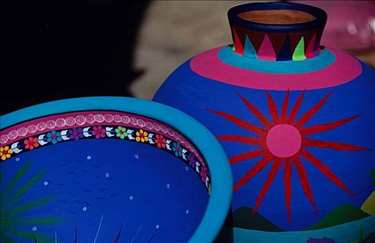 墨西哥,尤卡坦半岛,彩色,陶器