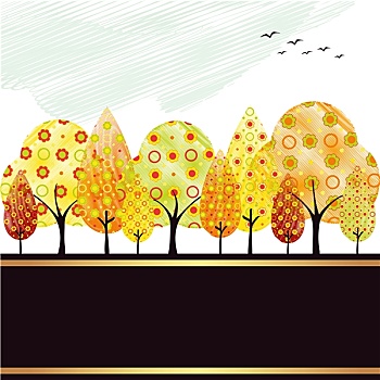 抽象,秋天,树,贺卡
