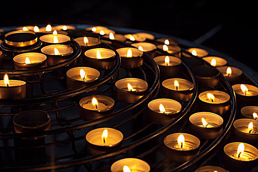 小,蜡烛,燃烧,暗色,室内,天主教,大教堂