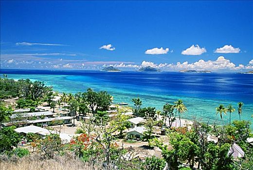 斐济,马那岛,岛屿,俯视图,乡村,青绿色,海洋