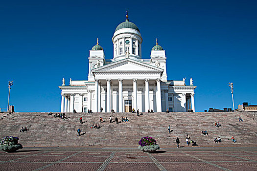 仰视,赫尔辛基,大教堂,首都,芬兰