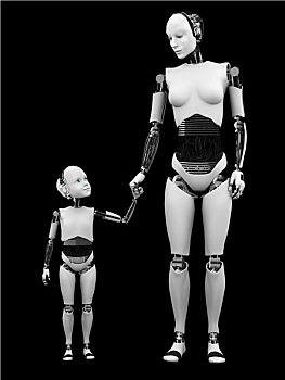 机器人,女人,孩子