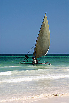帆船,海滩,南,蒙巴萨,肯尼亚,非洲