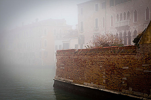 水道,雾,威尼斯