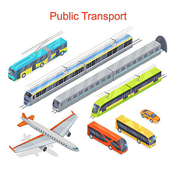 运输,公共交通,矢量,巴士,电车,地铁,列车,统计,概念