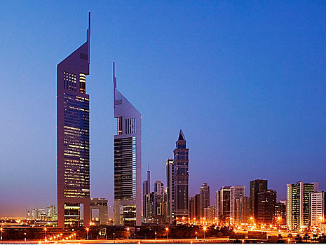 阿联酋塔楼,迪拜,天际线,阿联酋