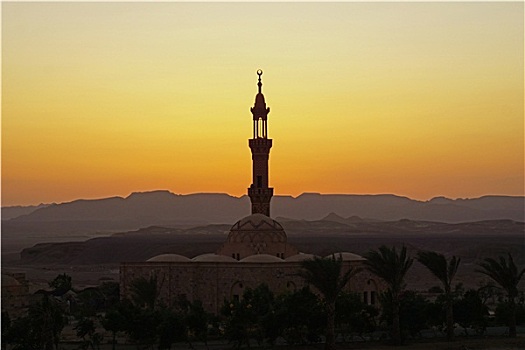 清真寺,埃及,日落