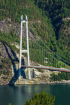 桥,吊桥,霍达兰,挪威