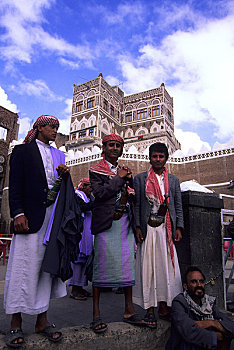 也门,老城,男人,传统,短刀