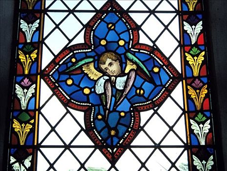 头部,年轻,天使,彩色玻璃窗,圣玛丽教堂,艺术家