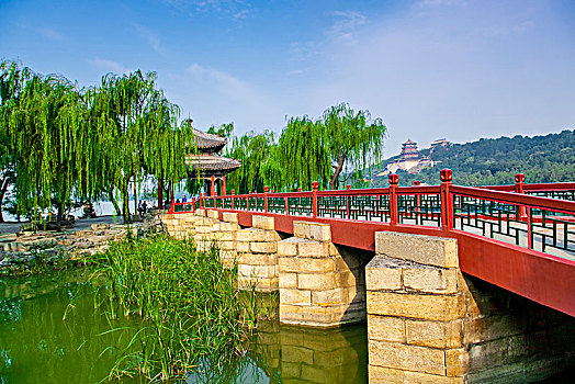 北京颐和园公园知春桥
