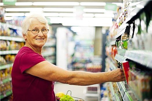 高兴,老年,女人,超市