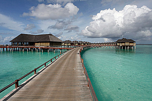 水,别墅,码头,胜地,水疗,环礁,马尔代夫,印度洋