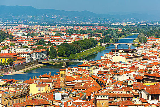 桥,俯视,阿尔诺河,佛罗伦萨,意大利