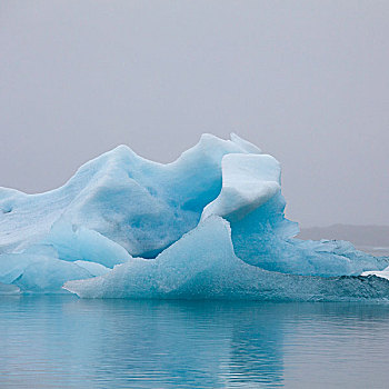 蓝色,冰山,排列,杰古沙龙湖,冰岛