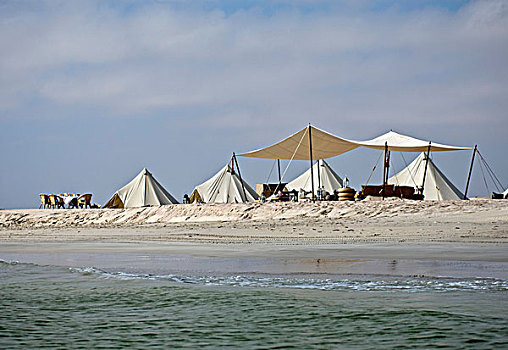 帐篷,奢华,海滩,露营,水边,遮盖,放松,区域,桌子,午餐