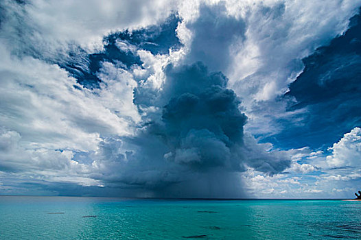 暗色,积雨云,高处,蚂蚁,环礁,密克罗尼西亚,大洋洲