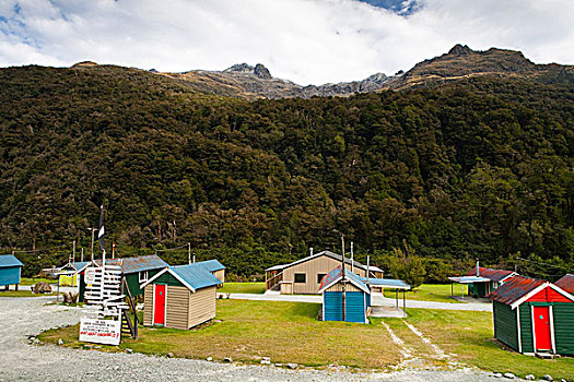 米尔福德峡湾,山谷,罐,发现,老,乡村,小屋,新西兰,建筑工人