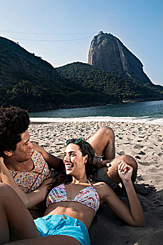 情侣,放松,海滩,里约热内卢,巴西