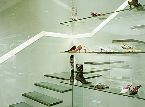里士满,展示室,伦敦,玻璃,楼梯,展示,鞋