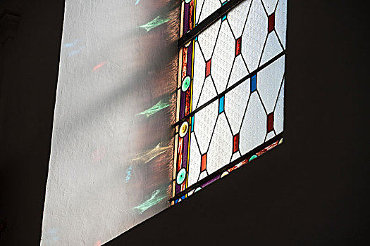教堂,室内,特写,彩色玻璃窗,光亮,反射