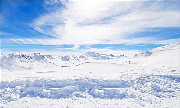 全景,滑雪,区域,法国