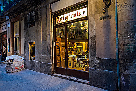 古董店,哥特建筑风格,巴塞罗那,加泰罗尼亚,西班牙,欧洲